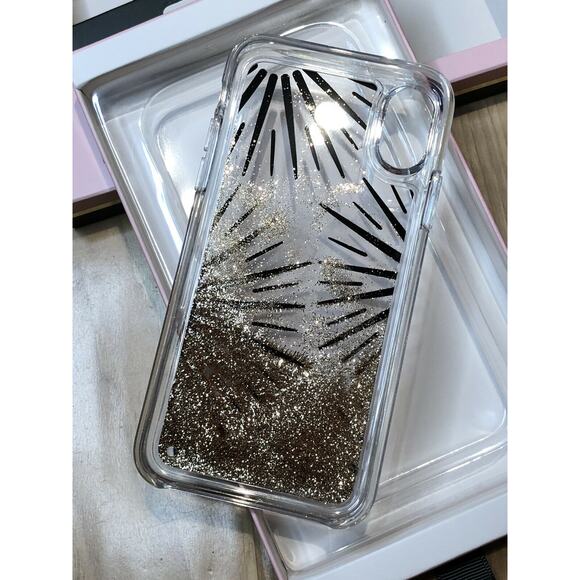 Kate Spade New York Festive Clear Liquid ✨ gold Glitter IPhone Xs Max Case - Picture 3 of 7